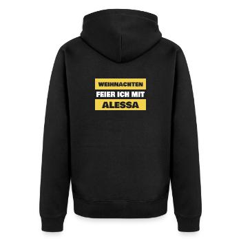 Weihnachten Feier Ich Mit Alessa - Unisex Premium Bio Zip Hoodie - Schwarz - Hinten - Nico (187cm)