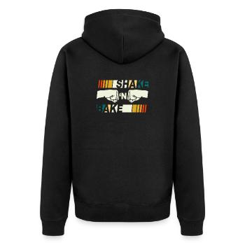 Shake N Bake Fauststoß - Unisex Premium Bio Zip Hoodie - Schwarz - Hinten - Nico (187cm)
