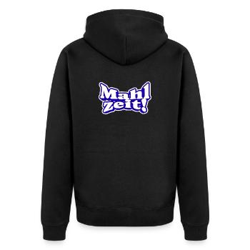 Endlich Mahlzeit! Guten Appetit - Unisex Premium Bio Zip Hoodie - Schwarz - Hinten - Nico (187cm)