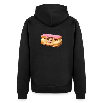 Katze in Tompouce - Unisex Premium Bio Zip Hoodie - Schwarz - Hinten - Nico (187cm)
