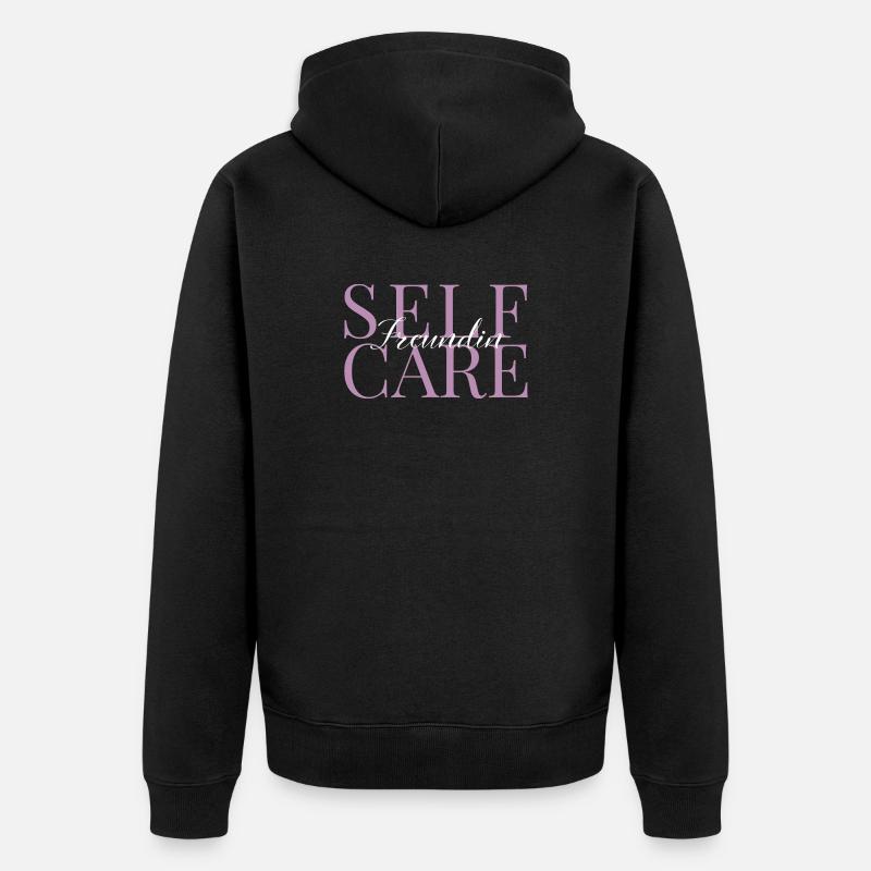 Petite amie auto-soignante rose et blanc - Veste à capuche bio Premium Unisexe - noir