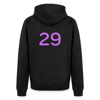 29 - Unisex Premium Organic Zip Hoodie - black - Back - Nico (187cm)