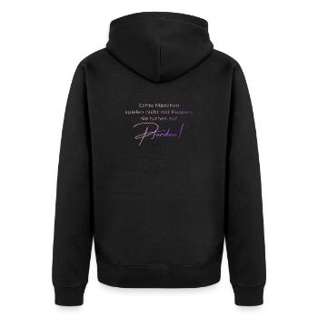 Echte Mädchen turnen auf Pferden – Geschenk Volti - Unisex Premium Bio Zip Hoodie - Schwarz - Hinten - Nico (187cm)