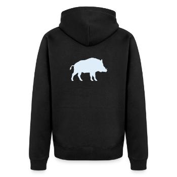 Silhouette bleue du sanglier sauvage - Veste à capuche bio Premium Unisexe - noir - Dos - Nico (187cm)