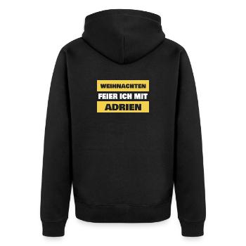 Adrien als Spruch - Unisex Premium Bio Zip Hoodie - Schwarz - Hinten - Nico (187cm)