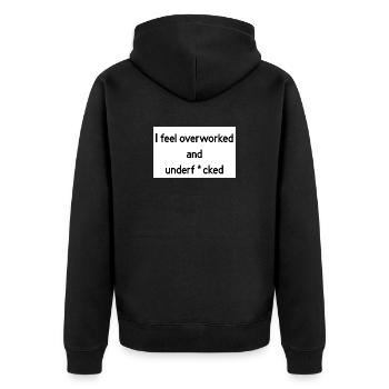 überarbeitet - Unisex Premium Bio Zip Hoodie - Schwarz - Hinten - Nico (187cm)