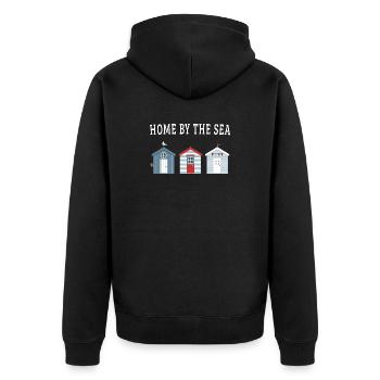 Home by the Sea – Strandhäuser - Unisex Premium Bio Zip Hoodie - Schwarz - Hinten - Nico (187cm)