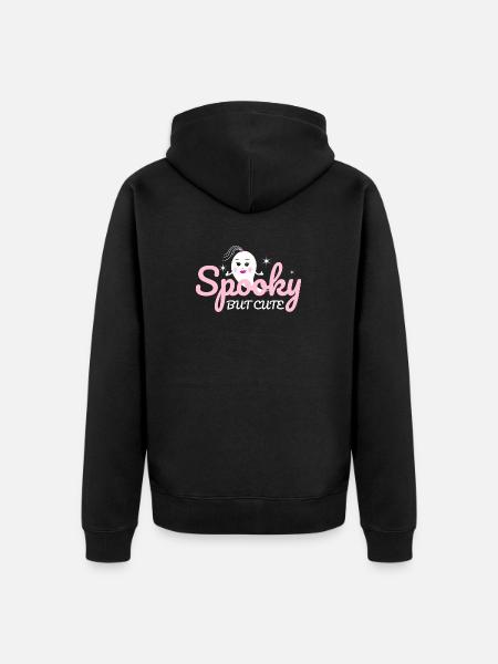 Gruseliger, aber niedlicher Geist - Unisex Premium Bio Zip Hoodie - Schwarz