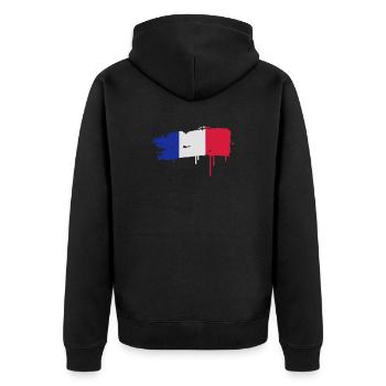 Un drapeau français peint avec un coup de pinceau - Veste à capuche bio Premium Unisexe - noir - Dos - Nico (187cm)