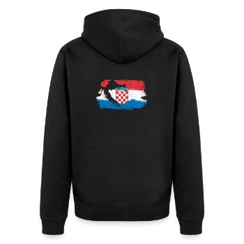 Croatian Crest Brush Flag - Unisex Premium Organic Zip Hoodie - black - Back - Nico (187cm)