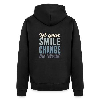 Let your smile change the world block colored - Unisex Premium Organic Zip Hoodie - black - Back - Nico (187cm)