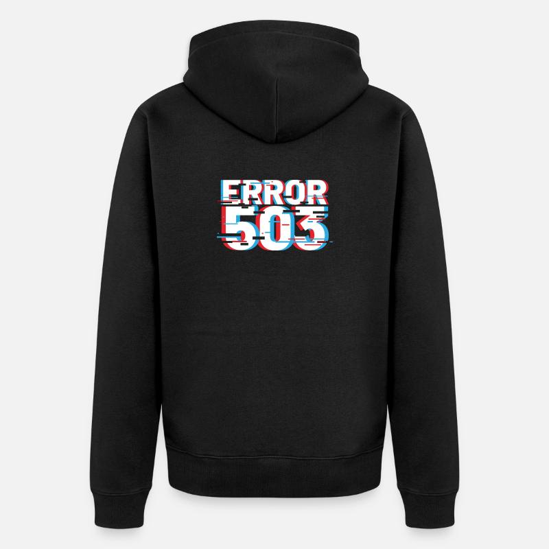 Error 503 Glitch - Unisex Premium Organic Zip Hoodie - black