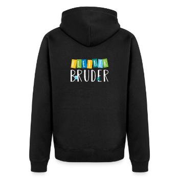 kleiner Bruder - süße Monster - Unisex Premium Bio Zip Hoodie - Schwarz - Hinten - Nico (187cm)