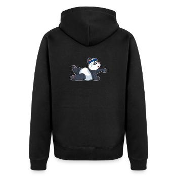 Panda Yoga Fitness Gymnastik - Unisex Premium Bio Zip Hoodie - Schwarz - Hinten - Nico (187cm)