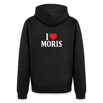 T-Shirt I love Moris T-Shirt Geschenkidee - Unisex Premium Bio Zip Hoodie - Schwarz - Hinten - Nico (187cm)