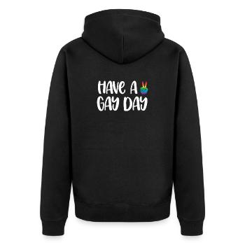 LGBT Pride Month - Have a Gay Day - Unisex Premium Bio Zip Hoodie - Schwarz - Hinten - Nico (187cm)