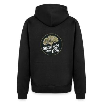 Ginkgo Biloba Leaf Saying Ginko Plant Botanical - Unisex Premium Organic Zip Hoodie - black - Back - Nico (187cm)