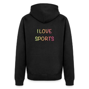 I Love Sports – Colorful Gradient Font - Unisex Premium Organic Zip Hoodie - black - Back - Nico (187cm)