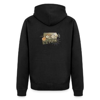 Retro Cassette Collage - Unisex Premium Organic Zip Hoodie - black - Back - Nico (187cm)