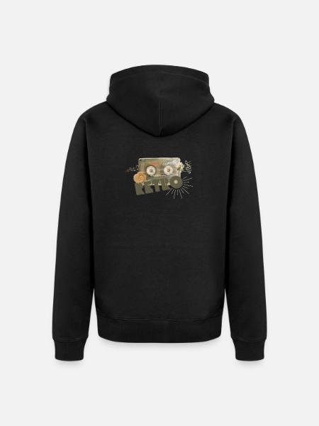 Retro Cassette Collage - Unisex Premium Organic Zip Hoodie - black