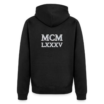 Roman numerals 1985 - MCMLXXXV - Veste à capuche bio Premium Unisexe - noir - Dos - Nico (187cm)