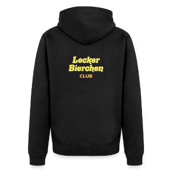 Lecker Bierchen Club Motiv - Unisex Premium Bio Zip Hoodie - Schwarz - Hinten - Nico (187cm)