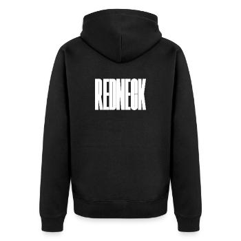 Redneck- big, bold and funny typographical design - Unisex Premium Organic Zip Hoodie - black - Back - Nico (187cm)