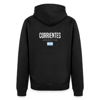 Corrientes Argentinien Argentinier - Unisex Premium Bio Zip Hoodie - Schwarz - Hinten - Nico (187cm)