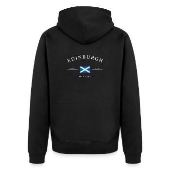 Edinburgh Schottland – Urlaub Souvenir & Geschenk - Unisex Premium Bio Zip Hoodie - Schwarz - Hinten - Nico (187cm)