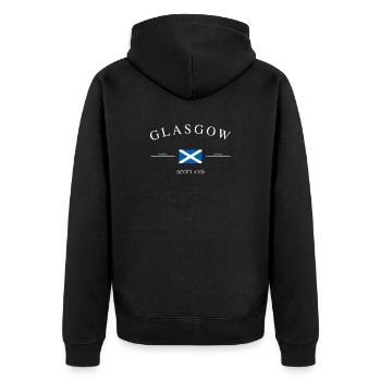 Glasgow Schottland – Urlaub Souvenir & Geschenk - Unisex Premium Bio Zip Hoodie - Schwarz - Hinten - Nico (187cm)