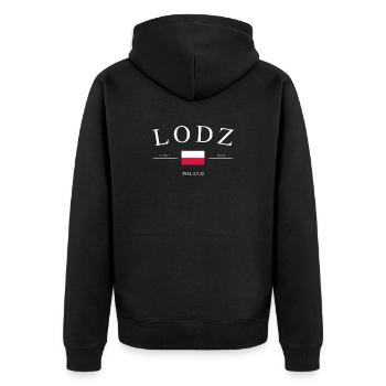 Łódź, Pologne – Souvenir et cadeau des Fêtes - Veste à capuche bio Premium Unisexe - noir - Dos - Nico (187cm)