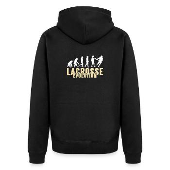 Lacrosse Evolution Funny Sports Humor Parody - Unisex Premium Organic Zip Hoodie - black - Back - Nico (187cm)