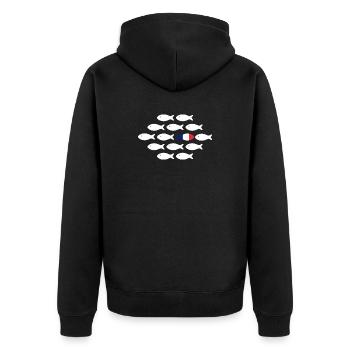 Fish in rows with tricolor fish - Unisex Premium Organic Zip Hoodie - black - Back - Nico (187cm)