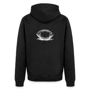 Vintage American Football Ball Sportler - Unisex Premium Bio Zip Hoodie - Schwarz - Hinten - Nico (187cm)