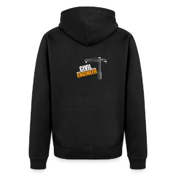 Civil Engineer Crane Motif - Unisex Premium Organic Zip Hoodie - black - Back - Nico (187cm)