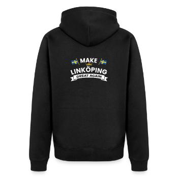 Linköping Une cohésion plus forte - Veste à capuche bio Premium Unisexe - noir - Dos - Nico (187cm)
