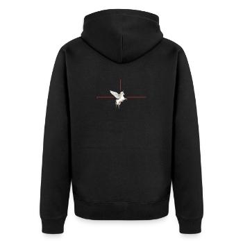 Winged unicorn in front of red lines - Unisex Premium Organic Zip Hoodie - black - Back - Nico (187cm)