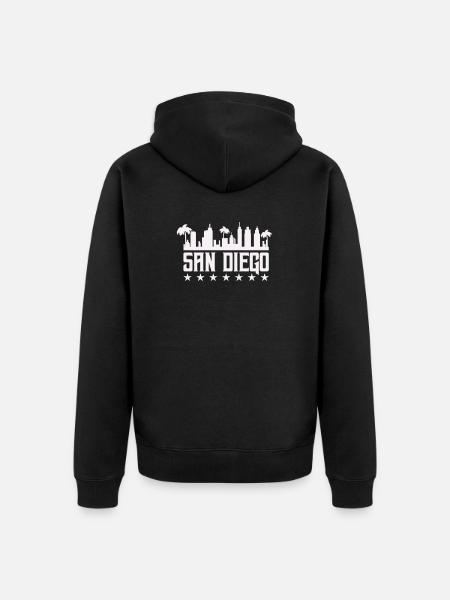San Diego Skyline Palm Vista - Unisex Premium Organic Zip Hoodie - black