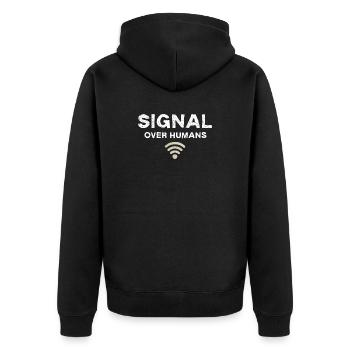 Signal Over Humans - Citation technique drôle - Veste à capuche bio Premium Unisexe - noir - Dos - Nico (187cm)