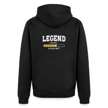 Legend Loading Please Wait - Unisex Premium Bio Zip Hoodie - Schwarz - Hinten - Nico (187cm)