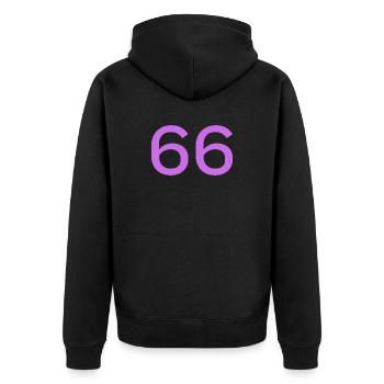 66 - Unisex Premium Bio Zip Hoodie - Schwarz - Hinten - Nico (187cm)