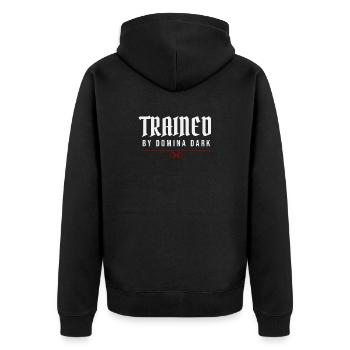 Trained By Domina Dark – Submission Identity - Unisex Premium Organic Zip Hoodie - black - Back - Nico (187cm)