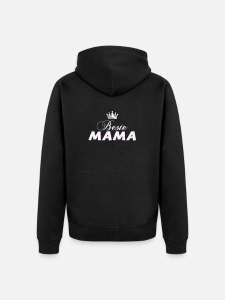 Beste Mama mit Krone - Unisex Premium Bio Zip Hoodie - Schwarz