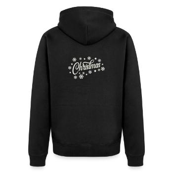 Weihnachtliches Script mit Schneeflocken - Unisex Premium Bio Zip Hoodie - Schwarz - Hinten - Nico (187cm)