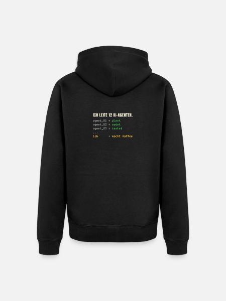 Ich leite 12 KI-Agenten – Chef-Shirt - Unisex Premium Bio Zip Hoodie - Schwarz