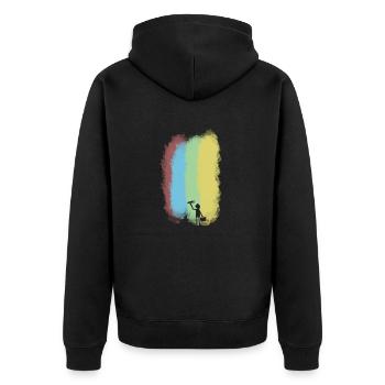Maler - Unisex Premium Bio Zip Hoodie - Schwarz - Hinten - Nico (187cm)