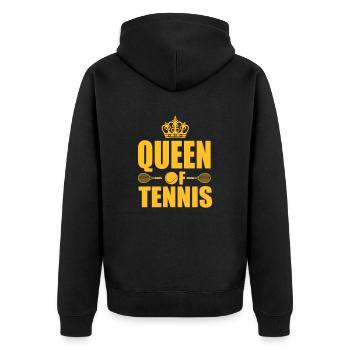 Queen of Tennis - Unisex Premium Bio Zip Hoodie - Schwarz - Hinten - Nico (187cm)