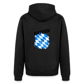 Bayern - Unisex Premium Bio Zip Hoodie - Schwarz - Hinten - Nico (187cm)