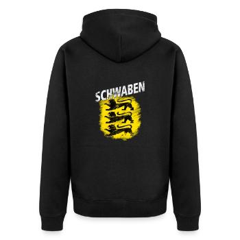Schwaben - Unisex Premium Bio Zip Hoodie - Schwarz - Hinten - Nico (187cm)