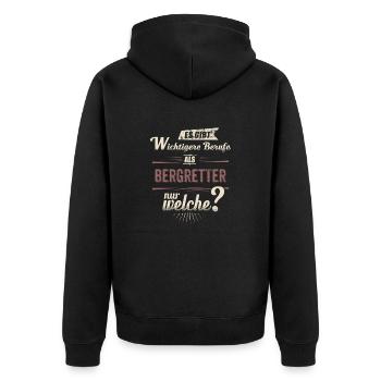 Wichtigere Berufe als - Bergretter - rot retro - - Unisex Premium Organic Zip Hoodie - black - Back - Nico (187cm)